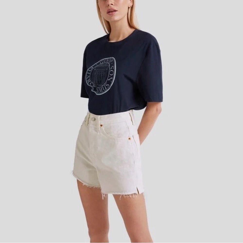 New RE/DONE Women's High Rise 50s Cutoffs Vintage White 100% cotton Shorts 30/10